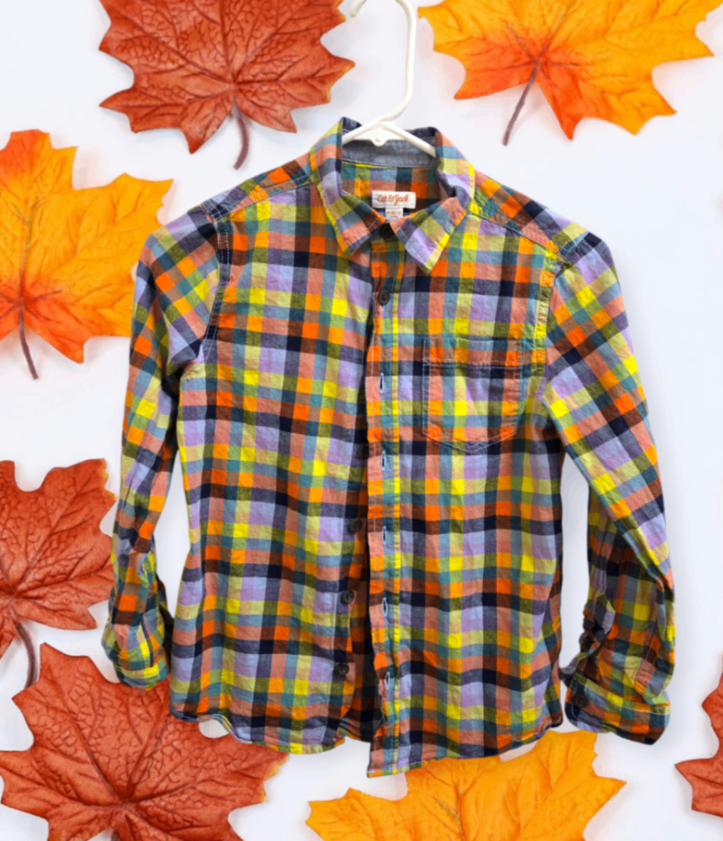 Cat & Jack Long-Sleeve Shirt 8/10 Multicolor Plaid