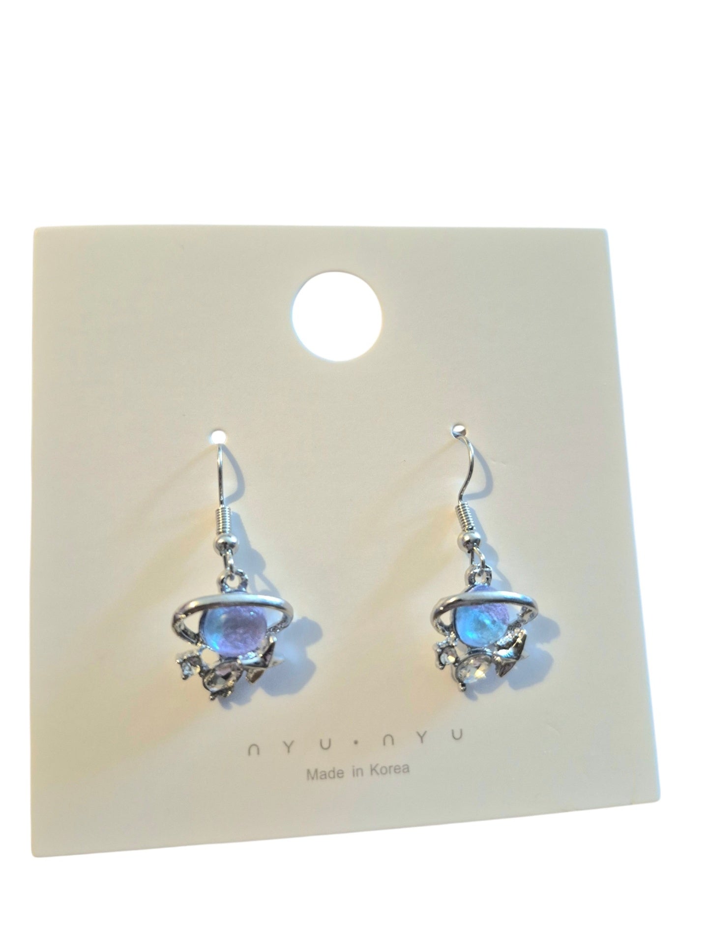 Blue space planet earrings