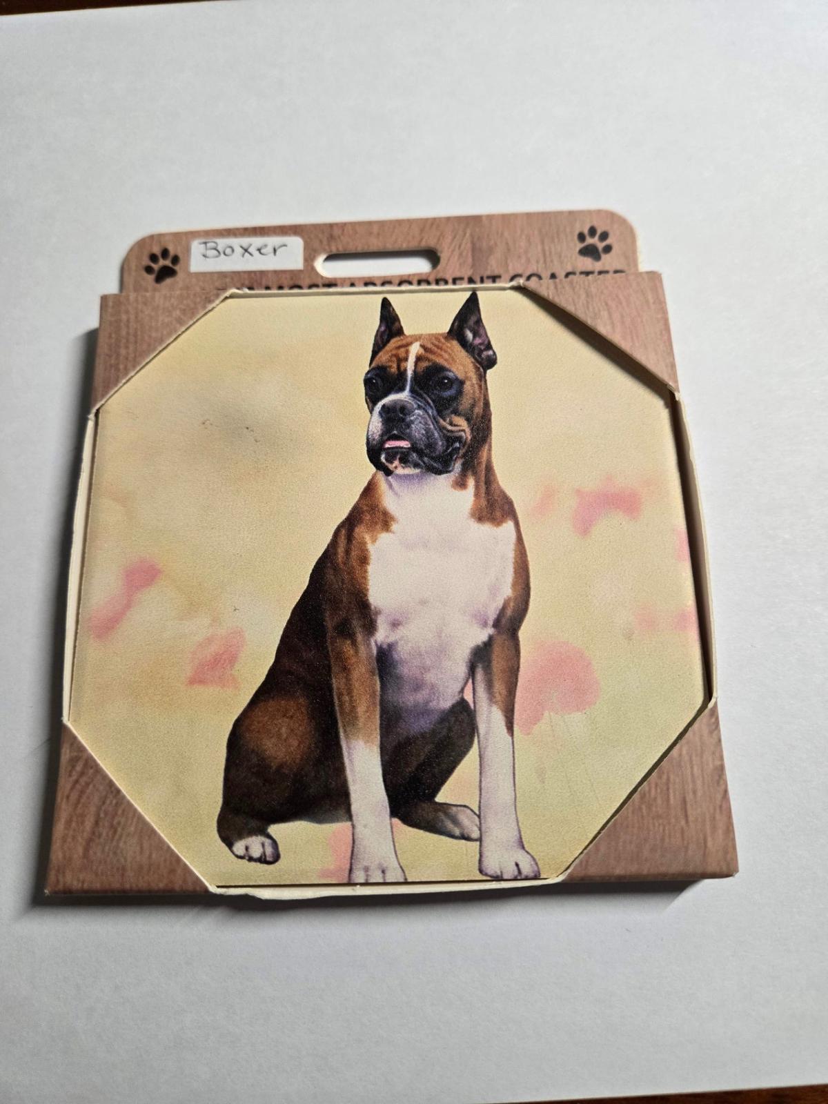 New in box boxer dog coaster