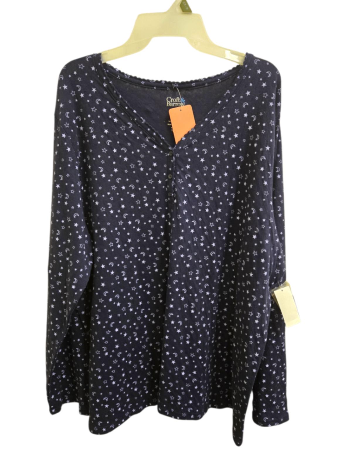 NWT 2XL Navy Blue Croft & Barrow Pajama Top