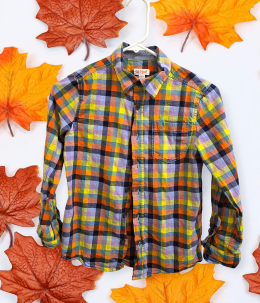 Cat & Jack Long-Sleeve Shirt 8/10 Multicolor Plaid