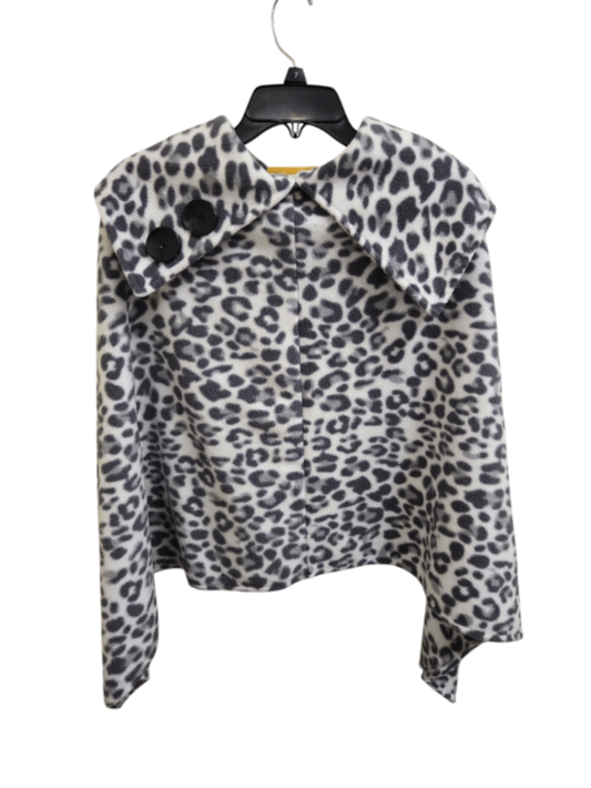 Unknown Poncho One Size Fits Most White with Gray leopard print