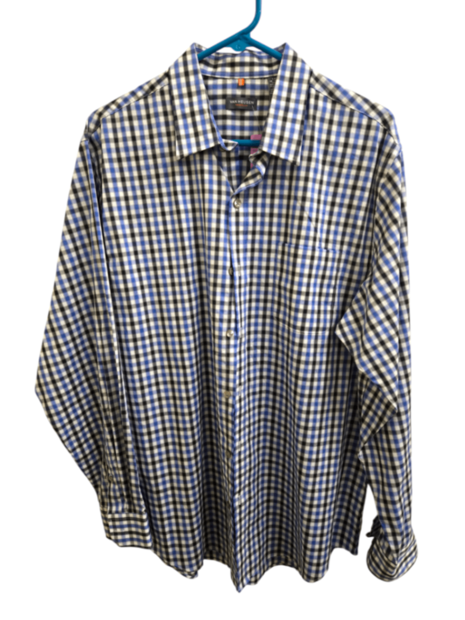 Very Good L Blue check Van Heusen Button-Up Shirt
