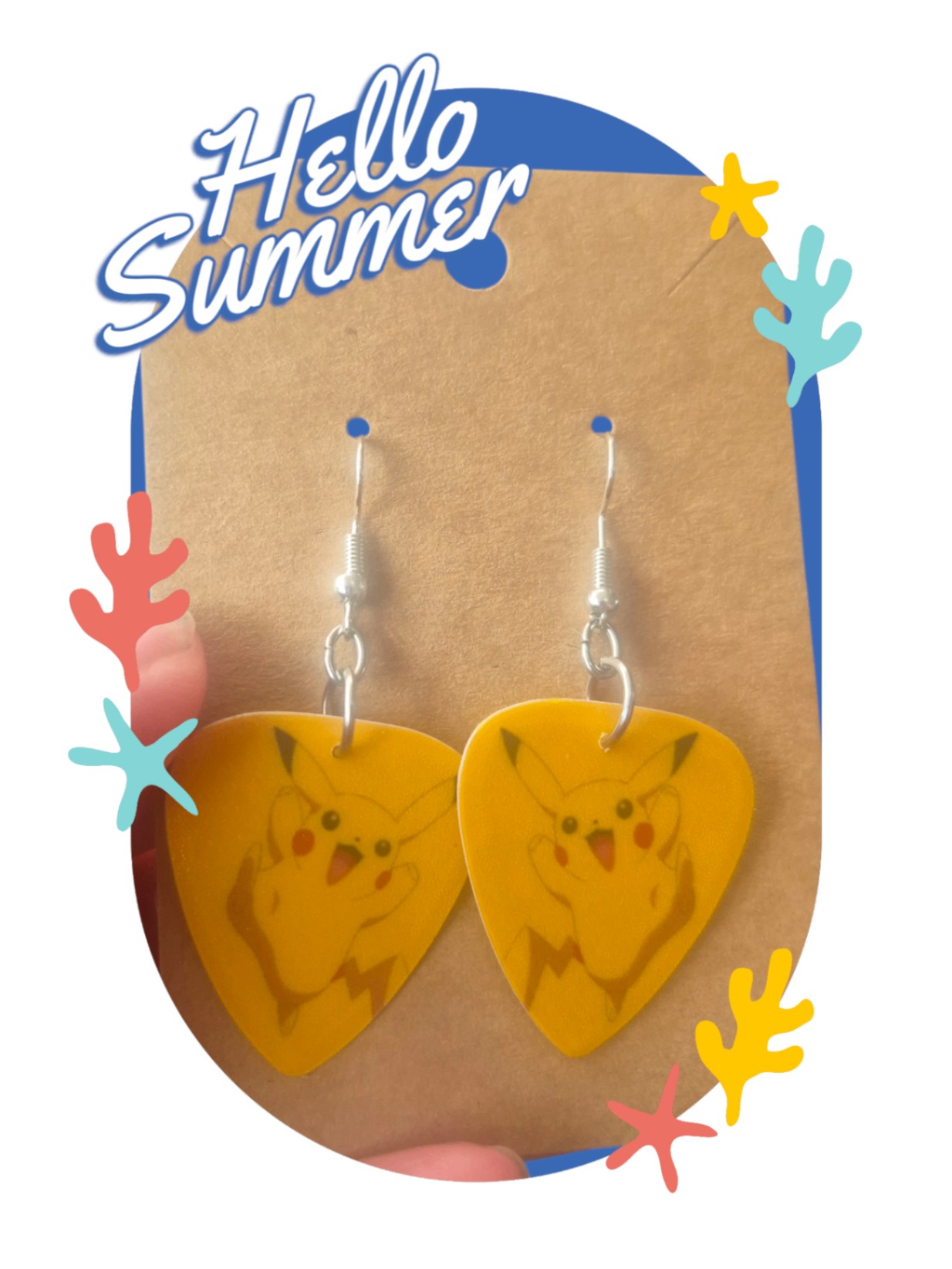 Pikachu guitar pick earrings 