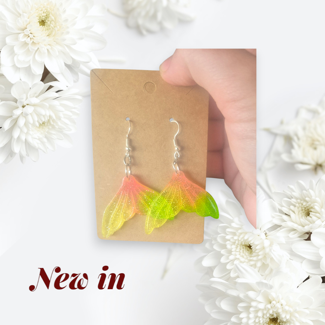 Neon mermaid tail earrings 