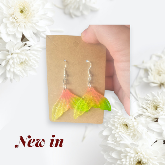 Neon mermaid tail earrings 