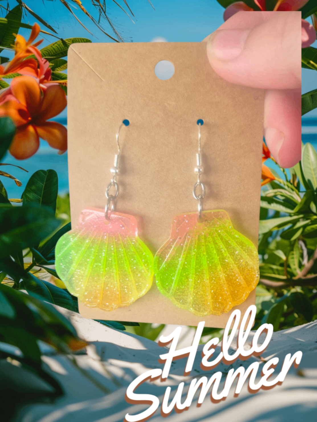 Neon shell earrings 