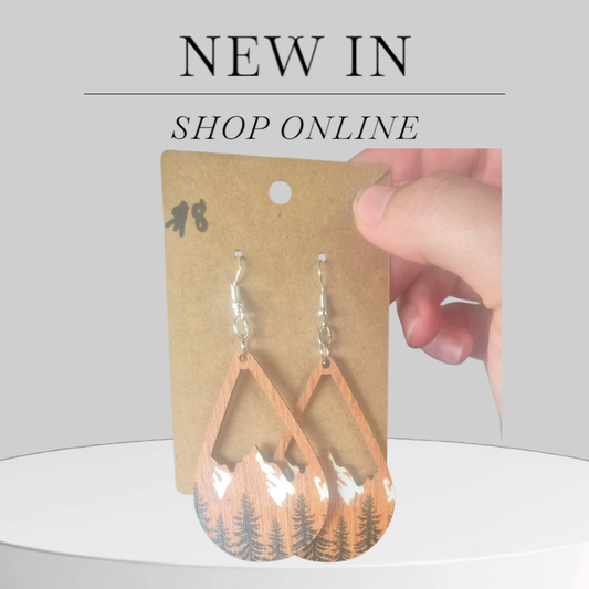 Wooden landscape earrings 