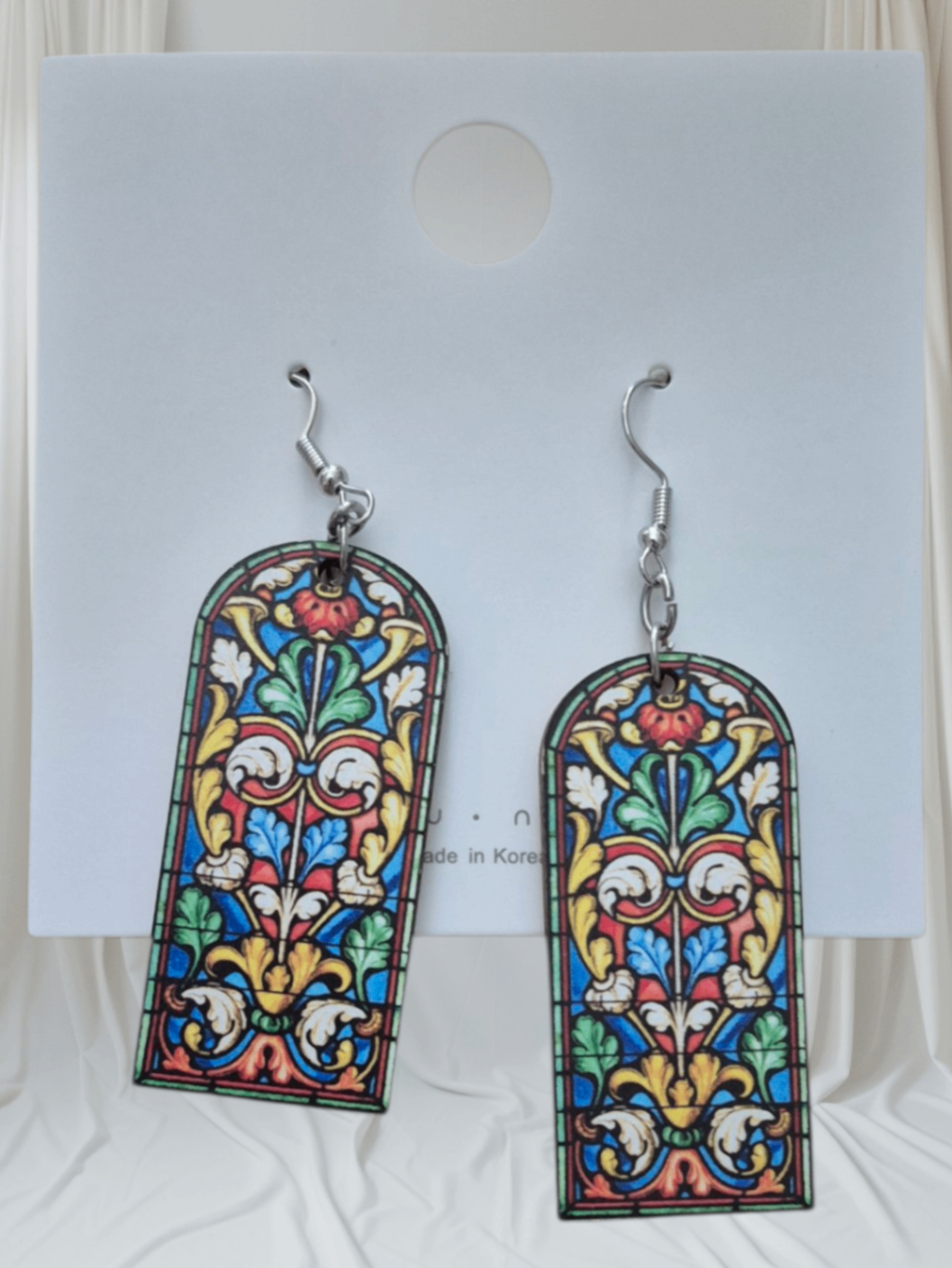 Wooden stain glass earrings 
