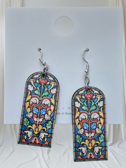 Wooden stain glass earrings 