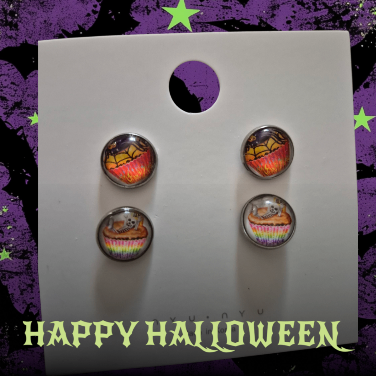 Halloween spider and skeleton earrings 