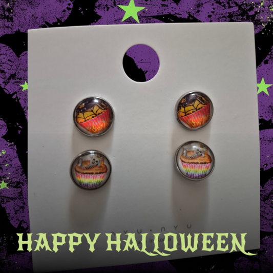 Halloween spider and skeleton earrings 