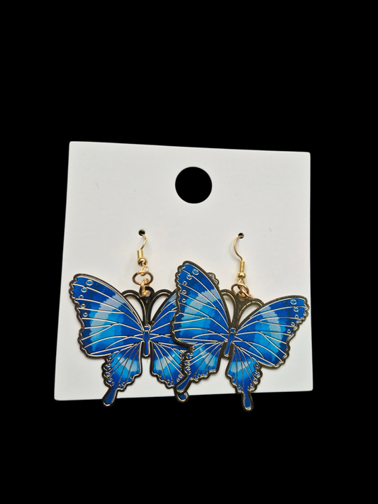 Blue butterfly earrings 