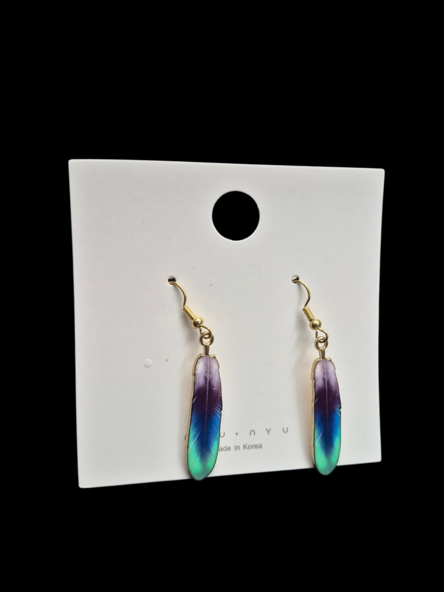 Multi-colored feather earrings 