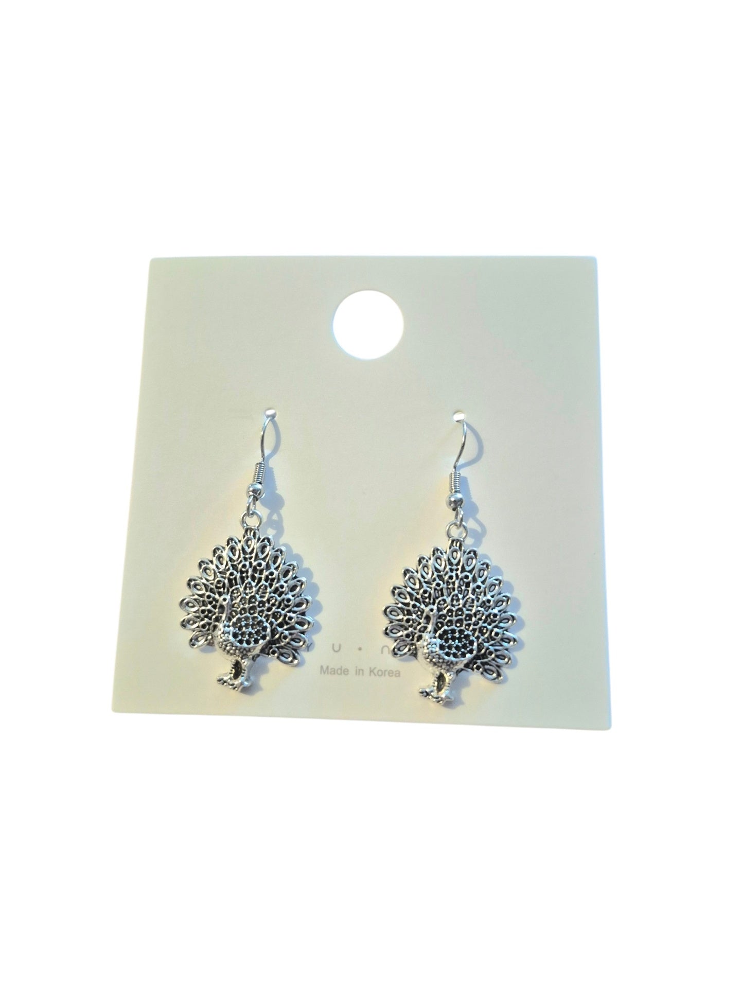 Sliver peacock earrings 
