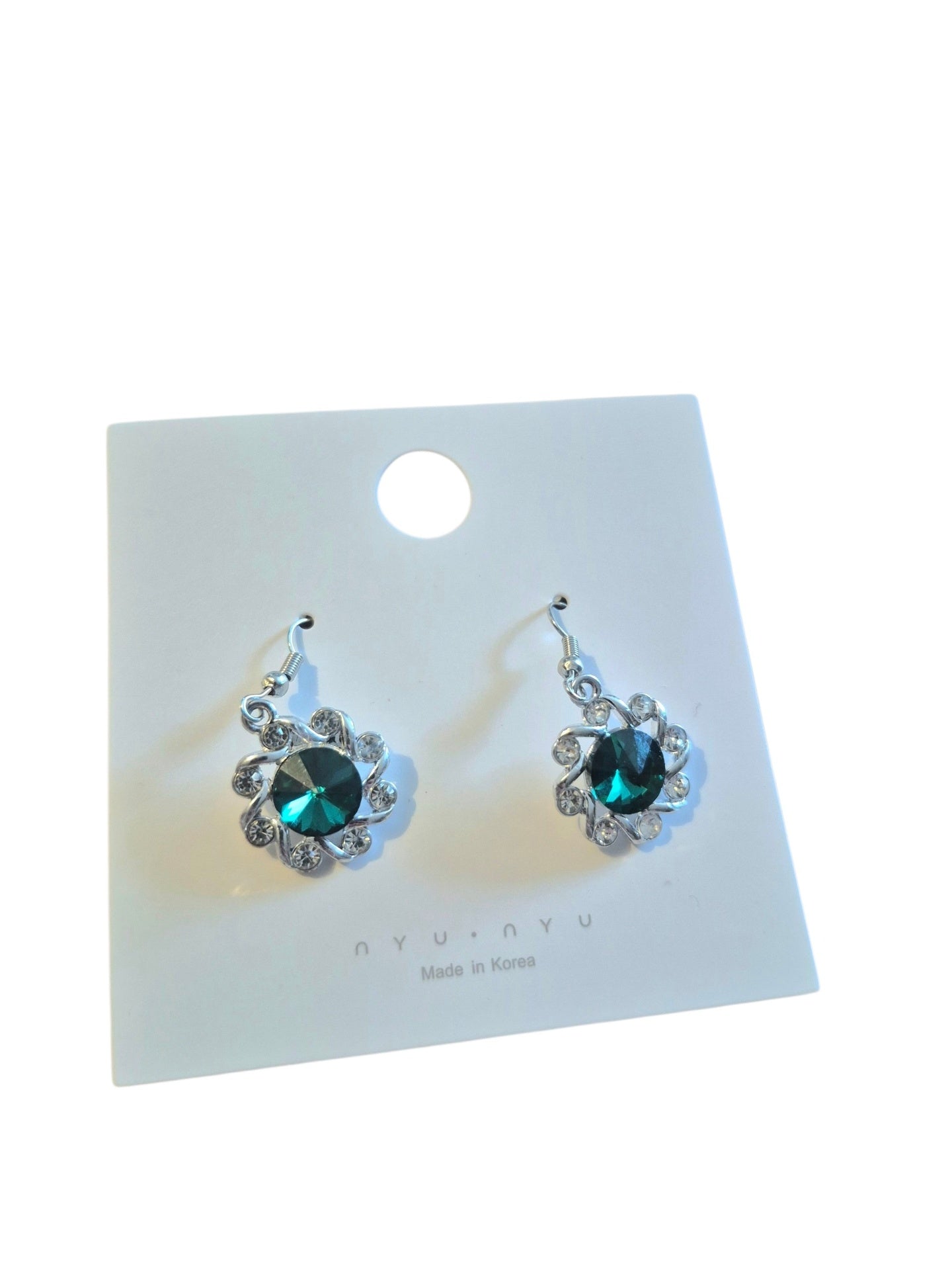 Silver and green earrings 