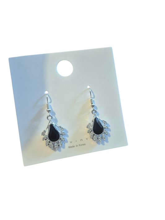 Black and silver rhinestone earrings 