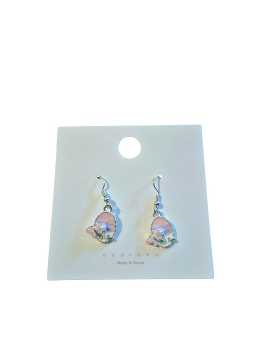 Pink butterfly frame earrings 