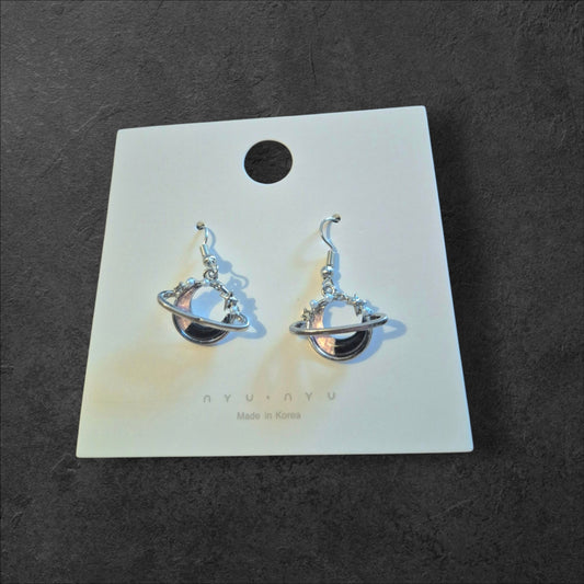 Pink and black moon earrings 