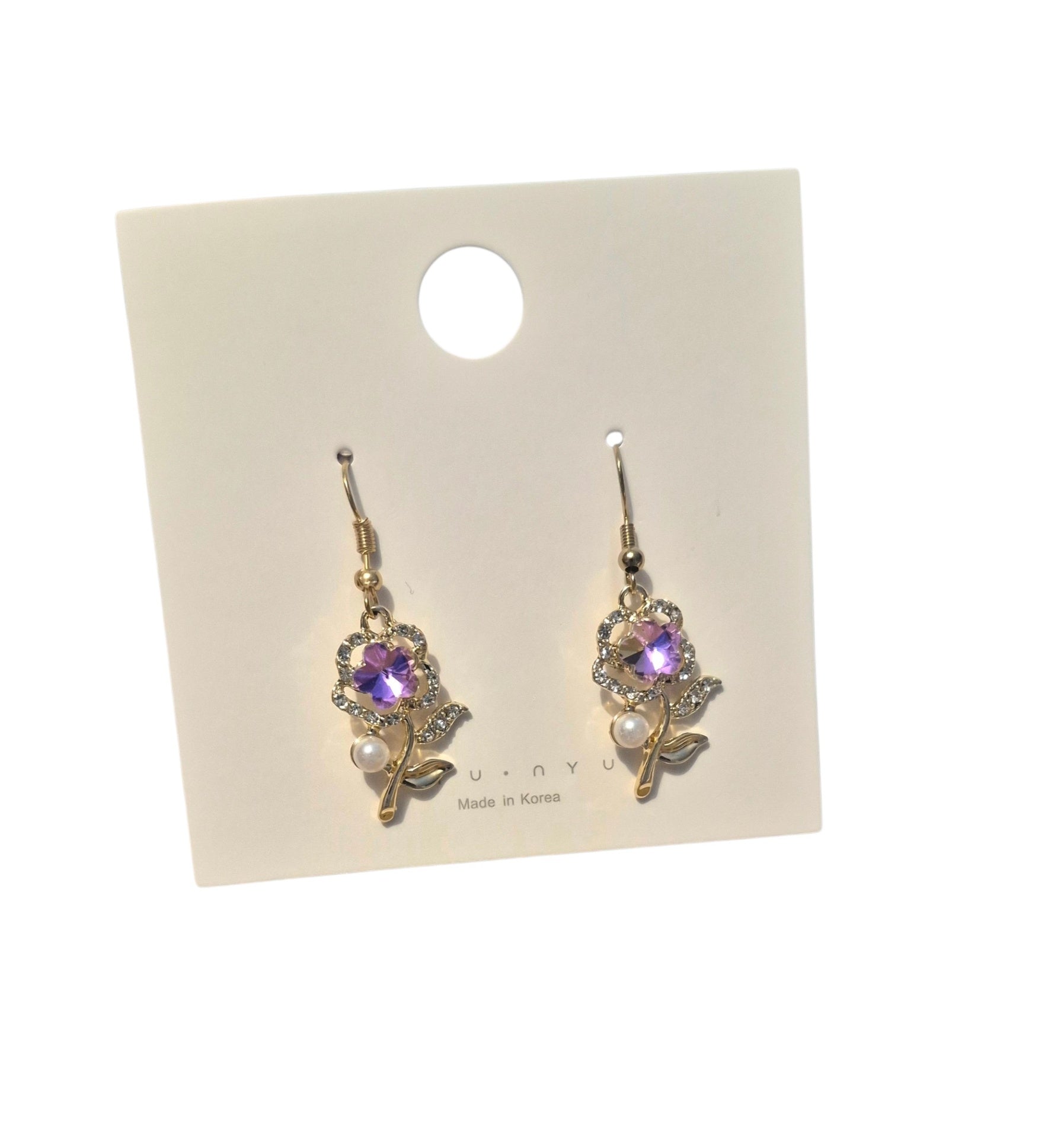 Gold and pink rhinestone earrings 