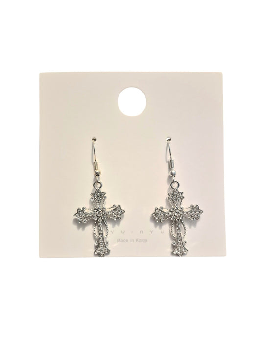 Cross rhinestone earrings 