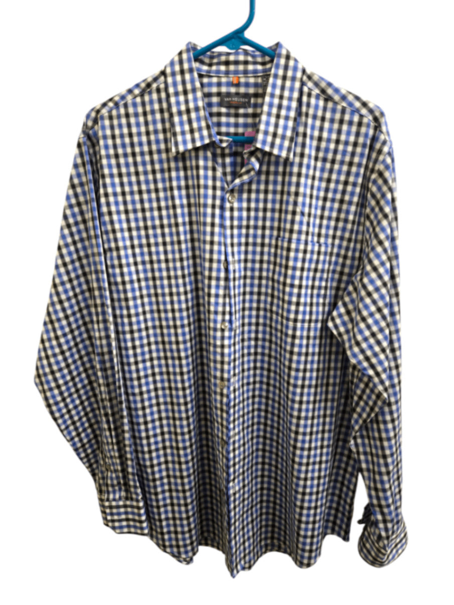 Very Good L Blue check Van Heusen Button-Up Shirt