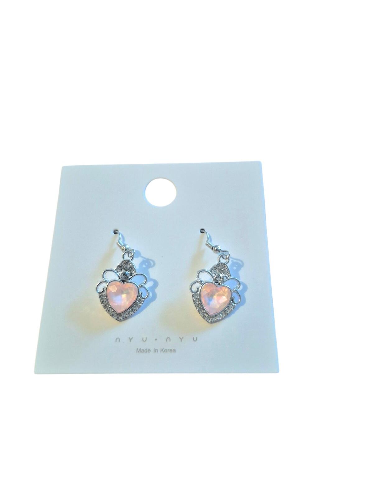 Pink iridescent heart earrings