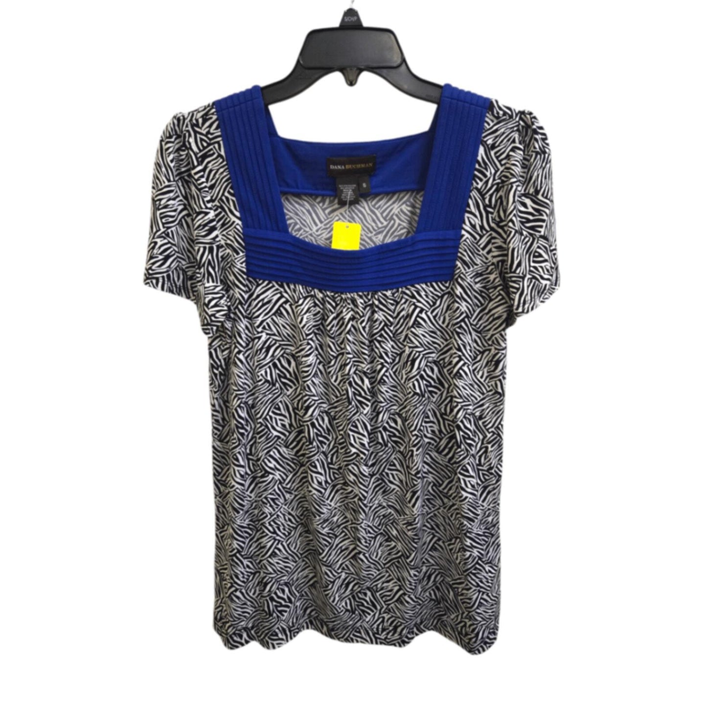 Dana Buchman Blouse S Black and White with Blue accents