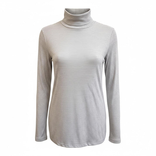 Excellent L gray striped Jones New York Blouse
