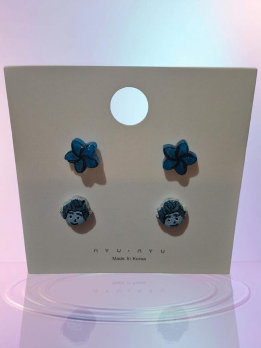 Onward and flower stud earrings
