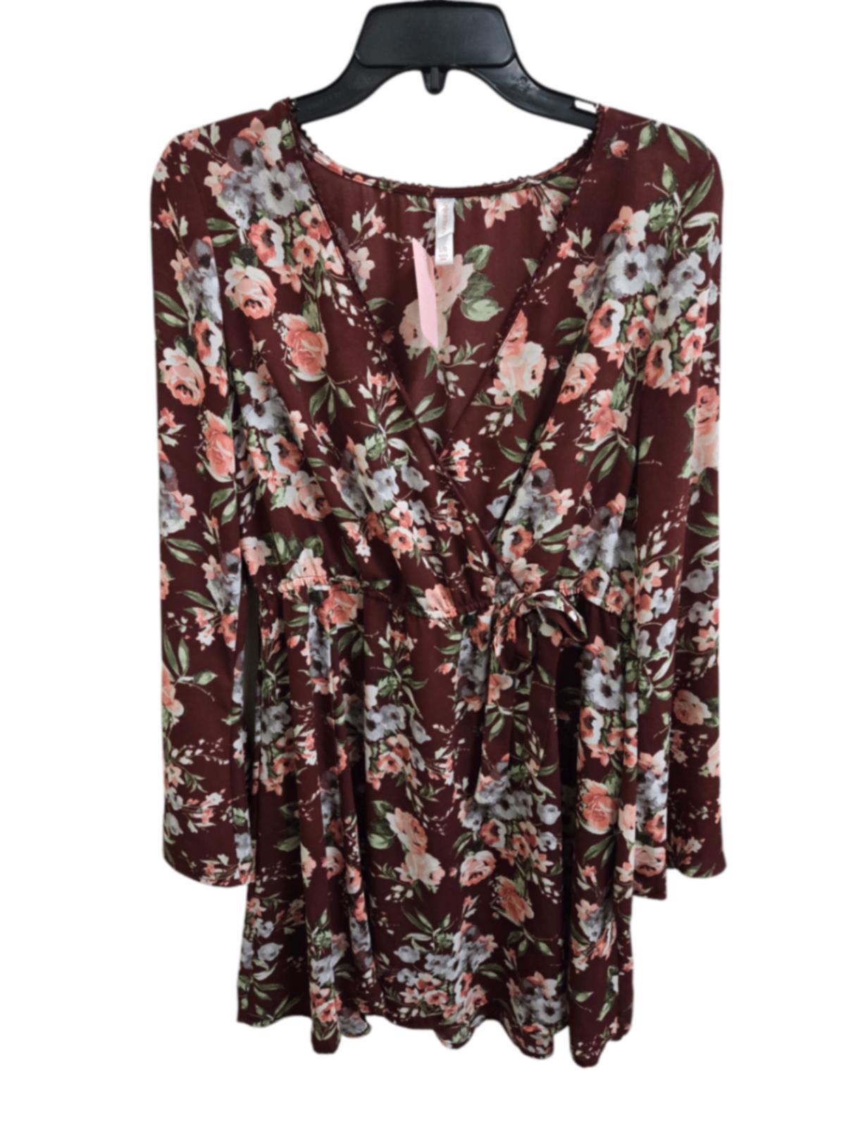 NWOT L maroon floral Xhilaration Dress