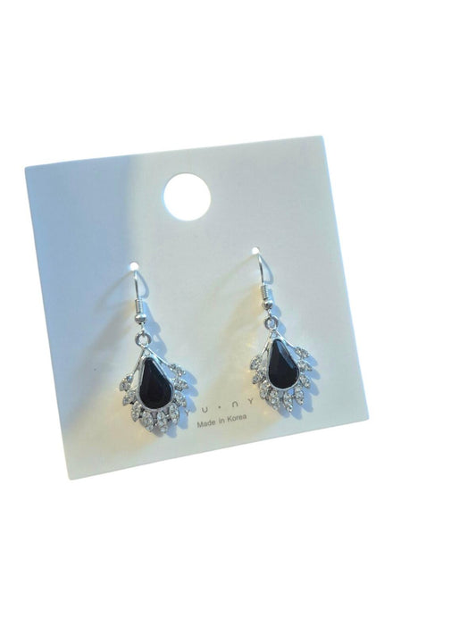 Black and silver rhinestone earrings