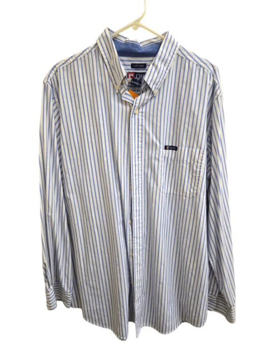 Very Good XL Blue & White Striped Chaps Button-Down Shirt