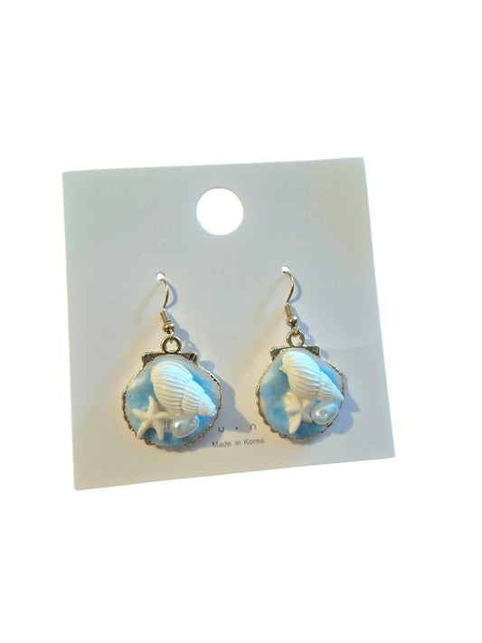 Blue seashell earrings